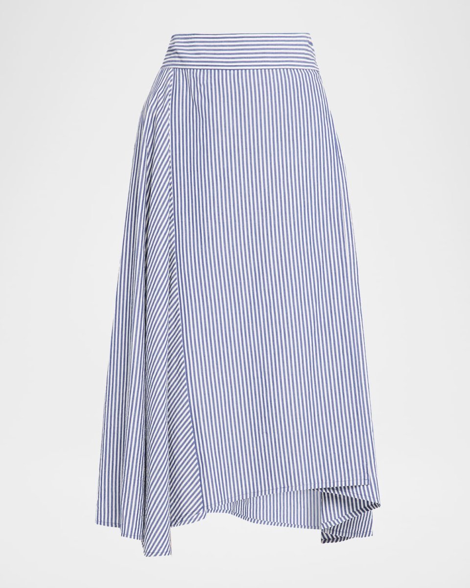 Marsala Striped Organic Cotton Midi Skirt